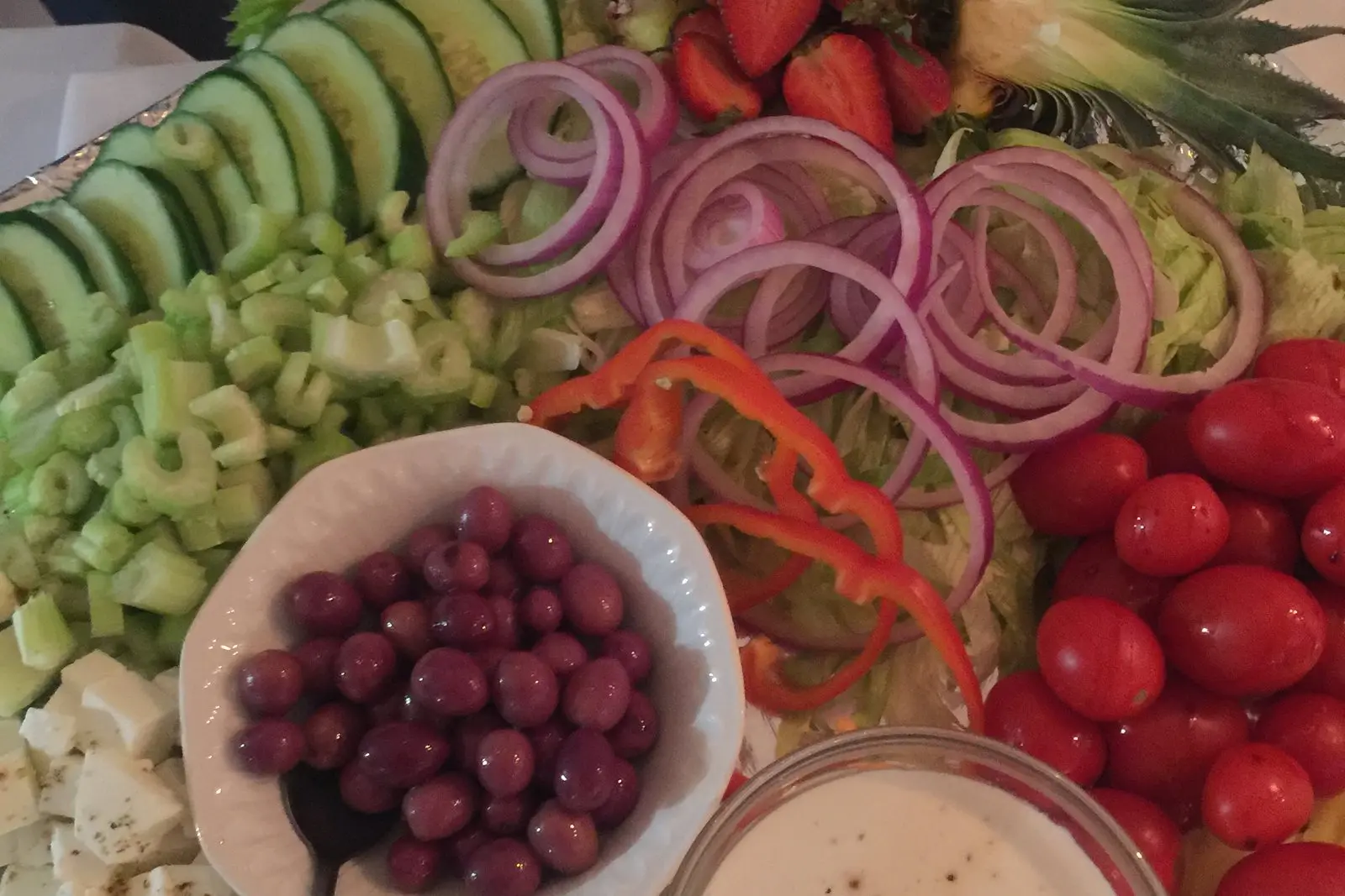 A fresh fruit, cheese and cracker platter